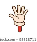Hi or Hello hand gesture in comic cartoon style isolated on white background. 98318711