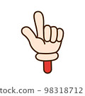 Hand gesture with a raised index finger in comic cartoon style isolated on white background. 98318712