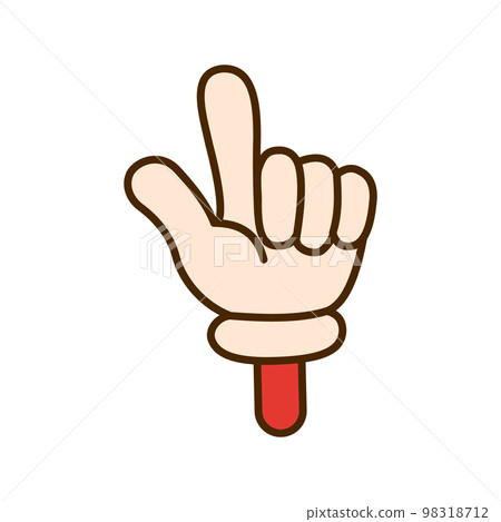 Hand gesture with a raised index finger in comic cartoon style isolated on white background. Hand gesture with a raised index finger in comic cartoon style isolated on white background. 98318712