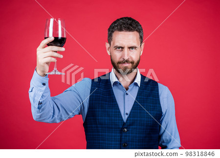 sommelier. businessman drink red wine. cheers for valentines day. alcohol drinking. 98318846