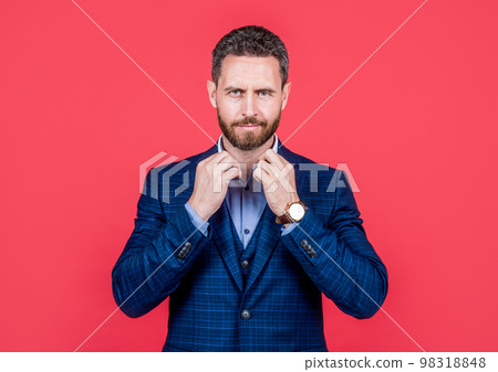 confident guy buttone his shirt. business fashion style. successful male ceo. boss and employee. confident guy buttone his shirt. business fashion style. successful male ceo. boss and employee. 98318848