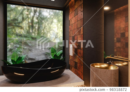 3d design of bathroom with tub near window 3d design of bathroom with tub near window 98318872