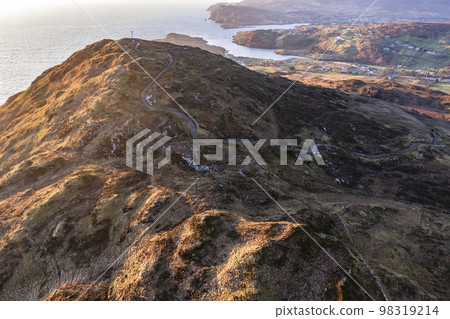 Aerial view of Croagh Muckross by Kilcar in County Donegal - Ireland Aerial view of Croagh Muckross by Kilcar in County Donegal - Ireland 98319214