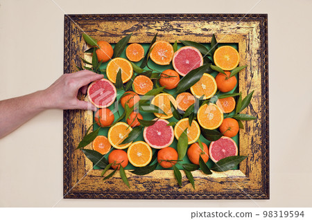 Citrus Fruits Inside of Classic Frame Citrus Fruits Inside of Classic Frame 98319594