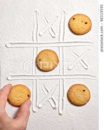 Tic Tac Toe Game With Sugar and  Holiday Butter Cookies 98319595