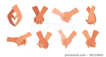 Couples holding hands together on different types set Couples holding hands together on different types set 98319663