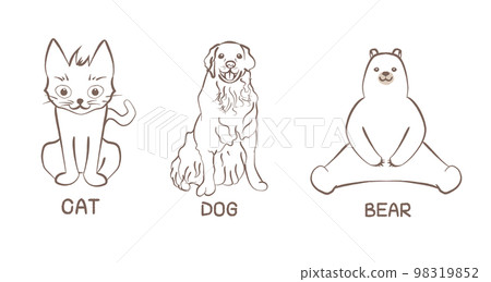 可愛的動物著色插圖集 可愛的動物著色插圖集 98319852