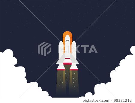 Flat vector illustration of a spaceship launch isolated on space background Flat vector illustration of a spaceship launch isolated on space background 98321212