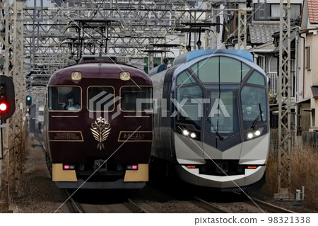 Signboard train passing each other 98321338