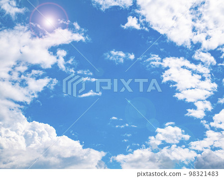 The sun on the background of the cloudy sky. 98321483