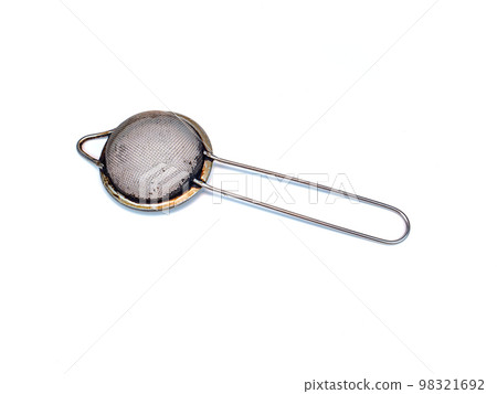 Metal strainer for coffee and tea on a white background. 98321692