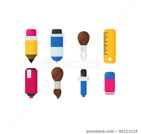 Paint and writing tools flat icons Paint and writing tools flat icons 98322524