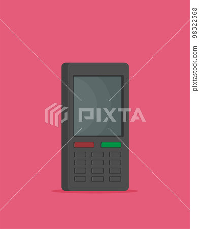 Vector flat icon of phone with keypad and display. Vector flat icon of phone with keypad and display. 98322568