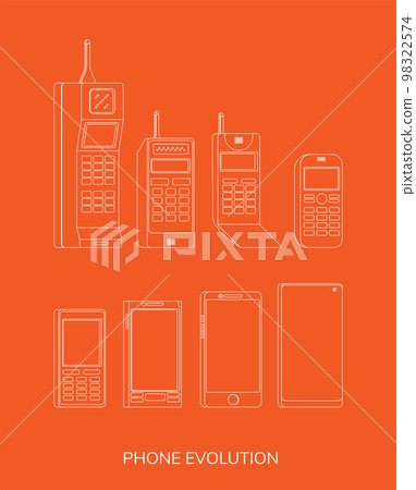 Cell phone evolution illustration. Flat vector. Cell phone evolution illustration. Flat vector. 98322574