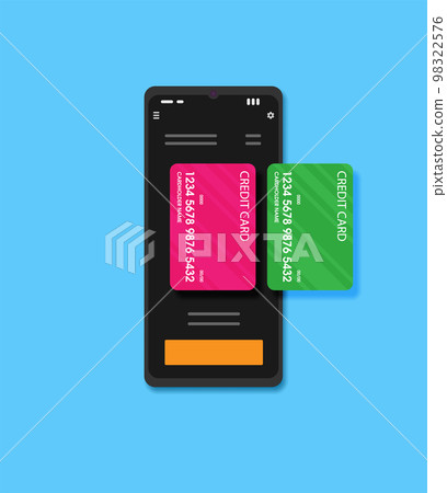 Credit card and pos terminal. Vector flat illustration Credit card and pos terminal. Vector flat illustration 98322576