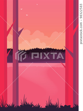Flat vector banner with landscape. Background illustration Flat vector banner with landscape. Background illustration 98322583