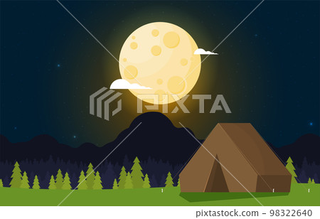 Vector vintage background with forest, mountains and hills 98322640