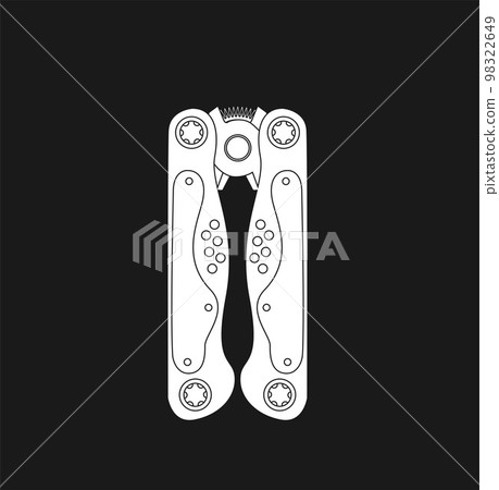 Stainless steel multifunctional pocket multi tool instrument. Flat illustration isolated on white. Stainless steel multifunctional pocket multi tool instrument. Flat illustration isolated on white. 98322649