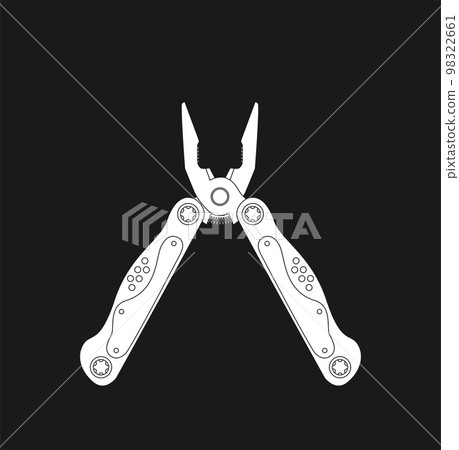 Stainless steel multifunctional pocket multi tool instrument. Flat illustration isolated on white. 98322661