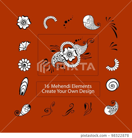 Constructor of mehendi, set of elements Constructor of mehendi, set of elements 98322878