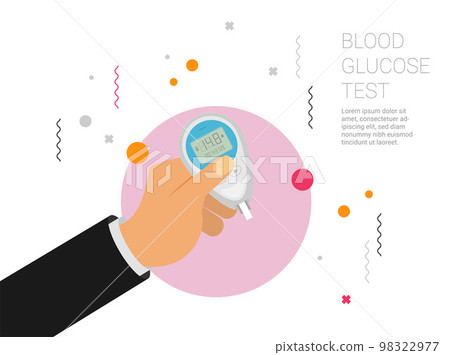 Blood Glucose Test. Home glucometer flat vector 98322977