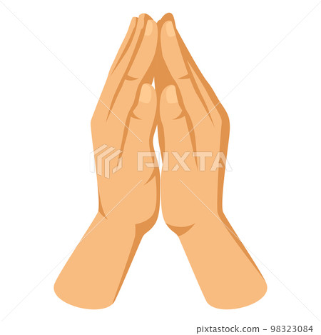 Christian illustration of hands folded in prayer. Happy Easter image. 98323084