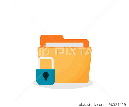 Flate Lock Folder Flat folder lock icon on white background. File...-插圖素材 [98323429 ...