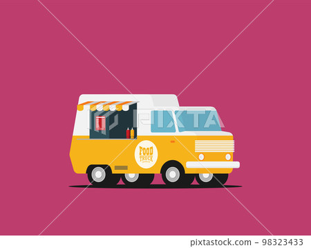 Street food truck vector illustration, food caravan. Burger van delivery. Flat icon 98323433