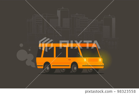 Vector illustration of a retro travel van flat style 98323558