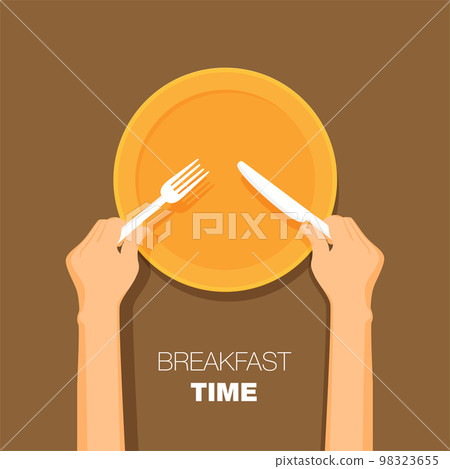 Breakfast vector illustration. Plate with sausage, sandwich and egg. Flat style Breakfast vector illustration. Plate with sausage, sandwich and egg. Flat style 98323655