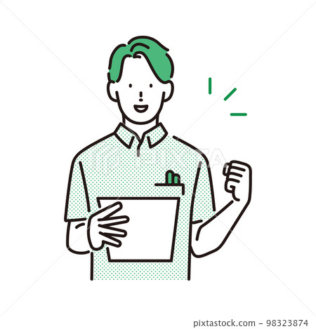 Nursing care image: A young male caregiver doing a guts pose 98323874