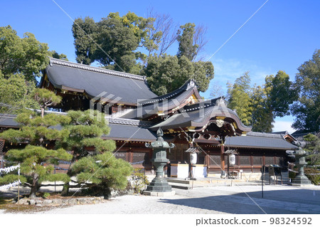 Main hall of Imamiya Shrine in Kita Ward, Kyoto City in January 98324592