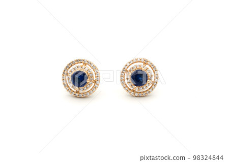 Elegant earrings, a pair of luxury earrings on white isolated background. Accessory earrings for women. 98324844