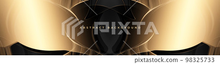 Luxury black and gold wide abstract background with abstract golden lines and shapes. Luxury black and gold wide abstract background with abstract golden lines and shapes. 98325733