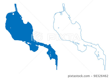 Great Bitter Lake and Lesser Bitter Lakes (Africa, Arab Republic of Egypt, Suez canal) map vector illustration, scribble sketch al-Buhayrat al-Murrah map 98326462