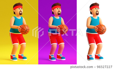 3D basketball player with the ball is preparing to throw 98327227