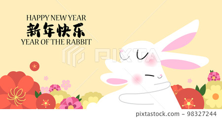 Mother rabbit with baby on flowers background Mother rabbit with baby on flowers background 98327244