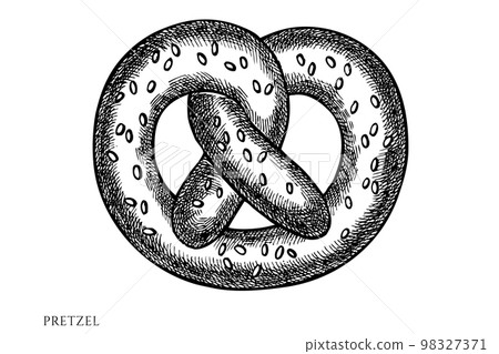 Carnival food vintage vector illustrations collection. Black and white pretzel. Carnival food vintage vector illustrations collection. Black and white pretzel. 98327371