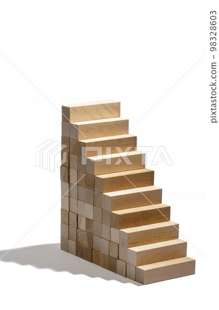 Geometric figure made of wooden bars on a white background 98328603