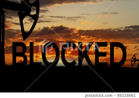 Sing ruble and oil sign against backdrop of beautiful sunset. Purchase and sale of crude oil for ruble. Sing ruble and oil sign against backdrop of beautiful sunset. Purchase and sale of crude oil for ruble. 98328661