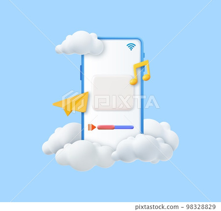 3d Music player on mobile phone. 3d Music player on mobile phone. 98328829