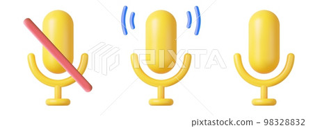 3d Podcast microphone on stand, audio equipment 98328832