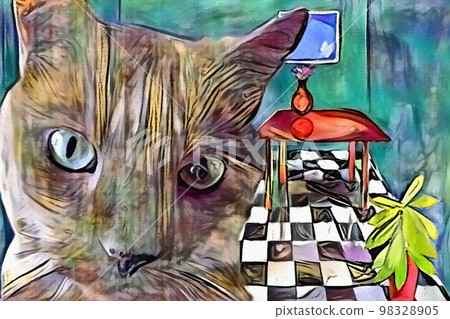 Cat in living room Cat in living room 98328905