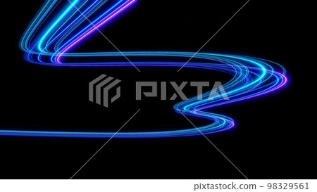 3d Neon light effect glowing trails. Colorful Light motion speed background. Motion blur long time effect. Technology 5g design concept. Laser beam sparkling on dark scene. Fast moving to futuristic. 98329561