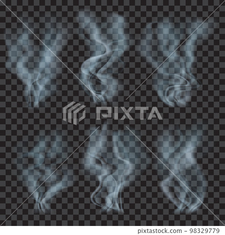 Set of translucent light blue smoke. Transparency only in vector format 98329779