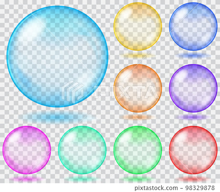Multicolored transparent glass spheres. Transparency only in vector file 98329878