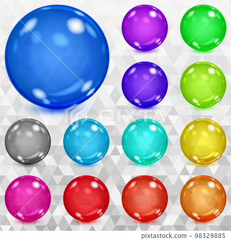 Set of multicolored transparent spheres 98329885