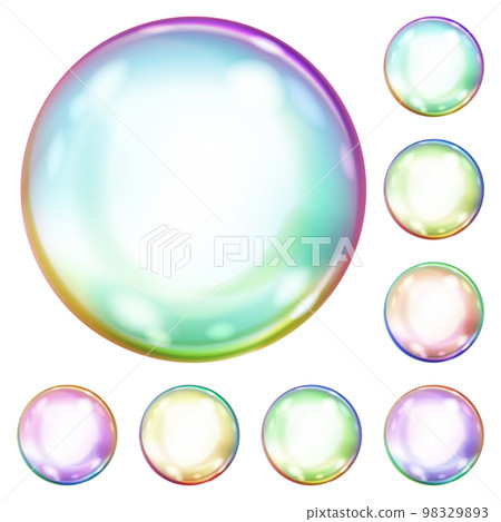 Set of multicolored soap bubbles 98329893