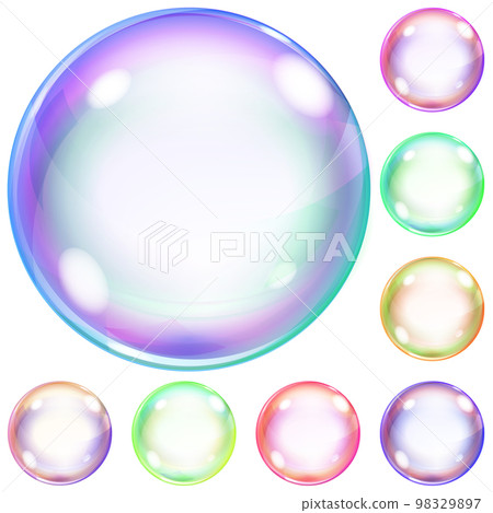 Set of colorful opaque soap bubbles 98329897