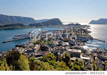 View of Alesund Port with cruise ships - Norway 98331223